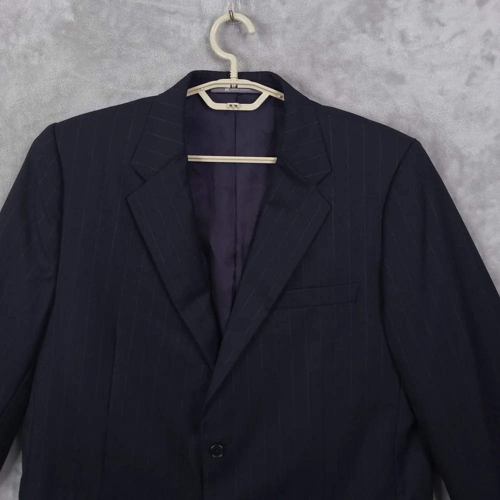 Hickey Freeman Blazer Mens Size 44R Loro Piana Tasmanian 130s Charcoal Pinstripe
